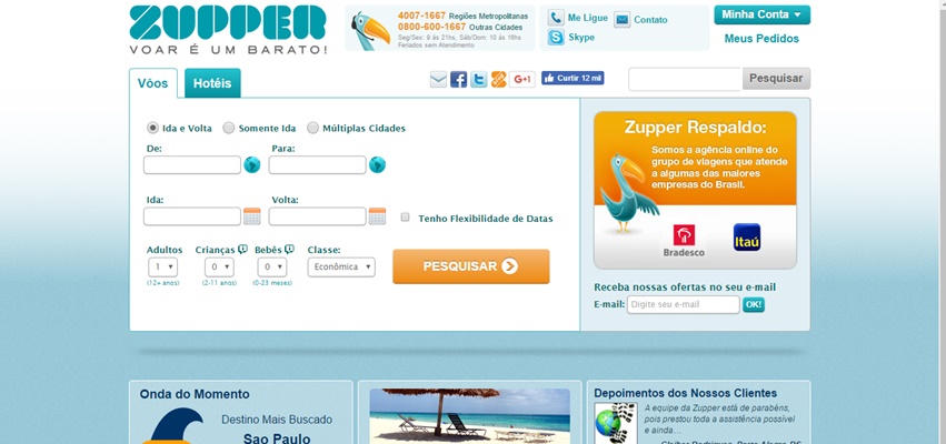 zupper viagens passagens aereas e pacotes promocionais